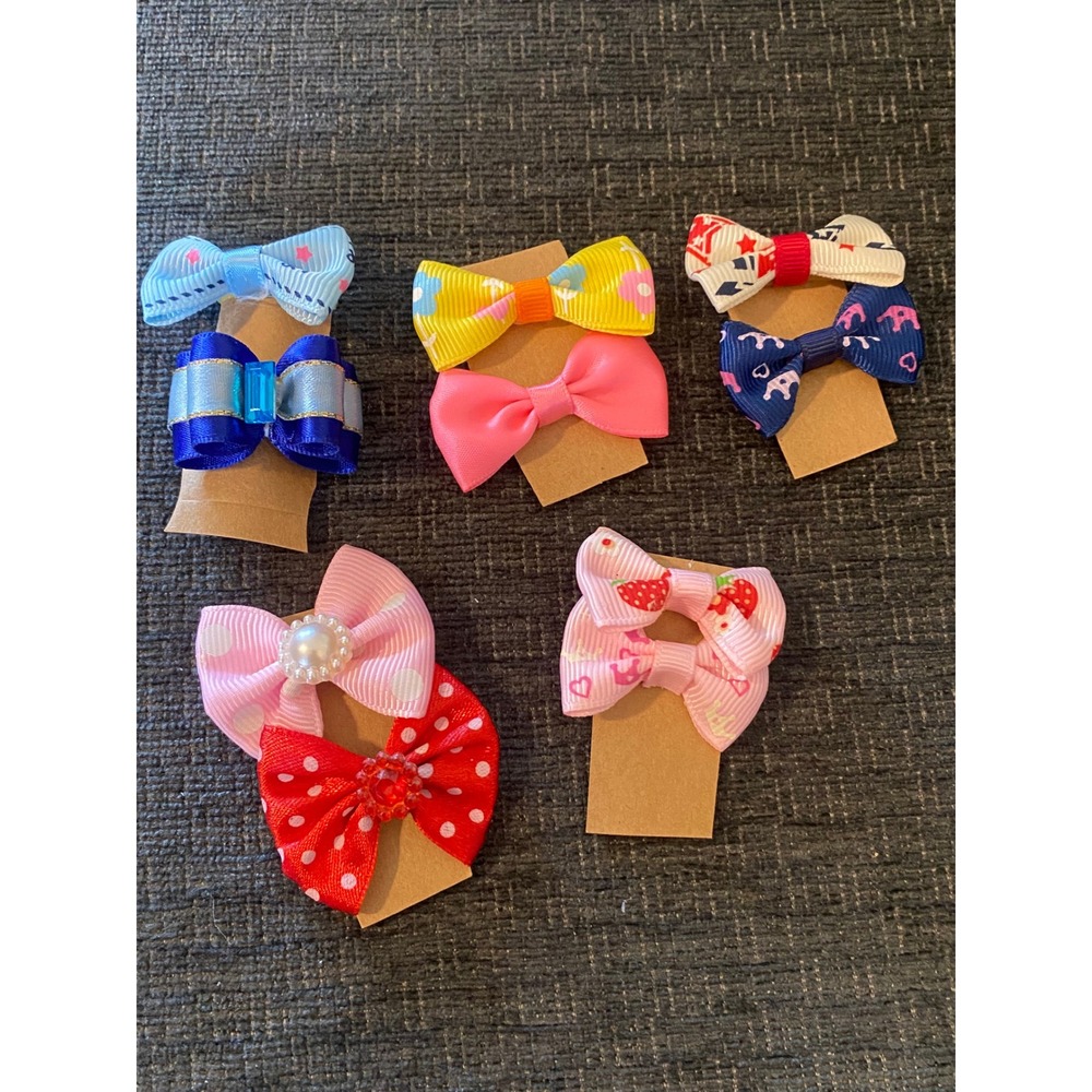 Unbranded Hair‎ Bow Clips Girls Multicolor New 10pc Set Polka Dot Strawberry